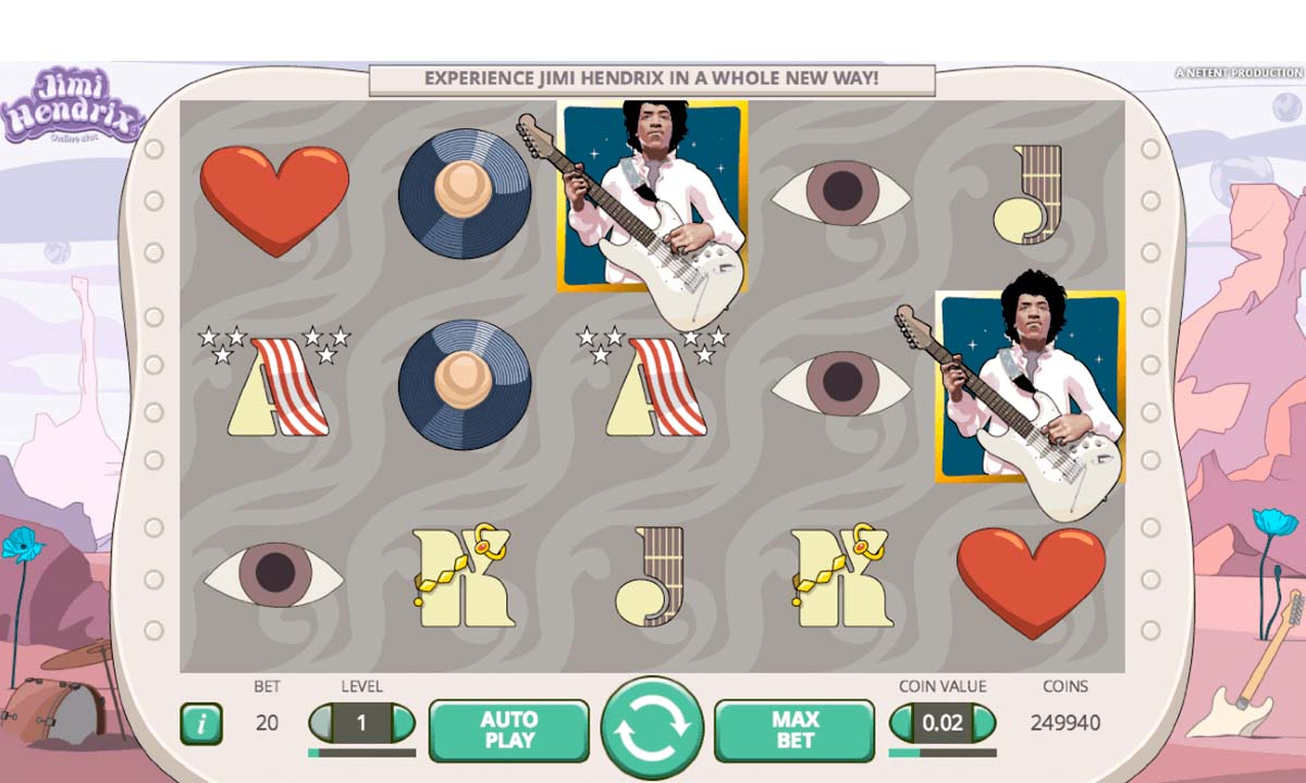 Screenshot of the Jimi Hendrix slot by NetEnt
