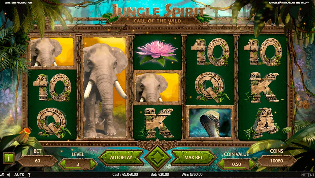 Screenshot of the Jungle Spirit Call of the Wild slot by NetEnt