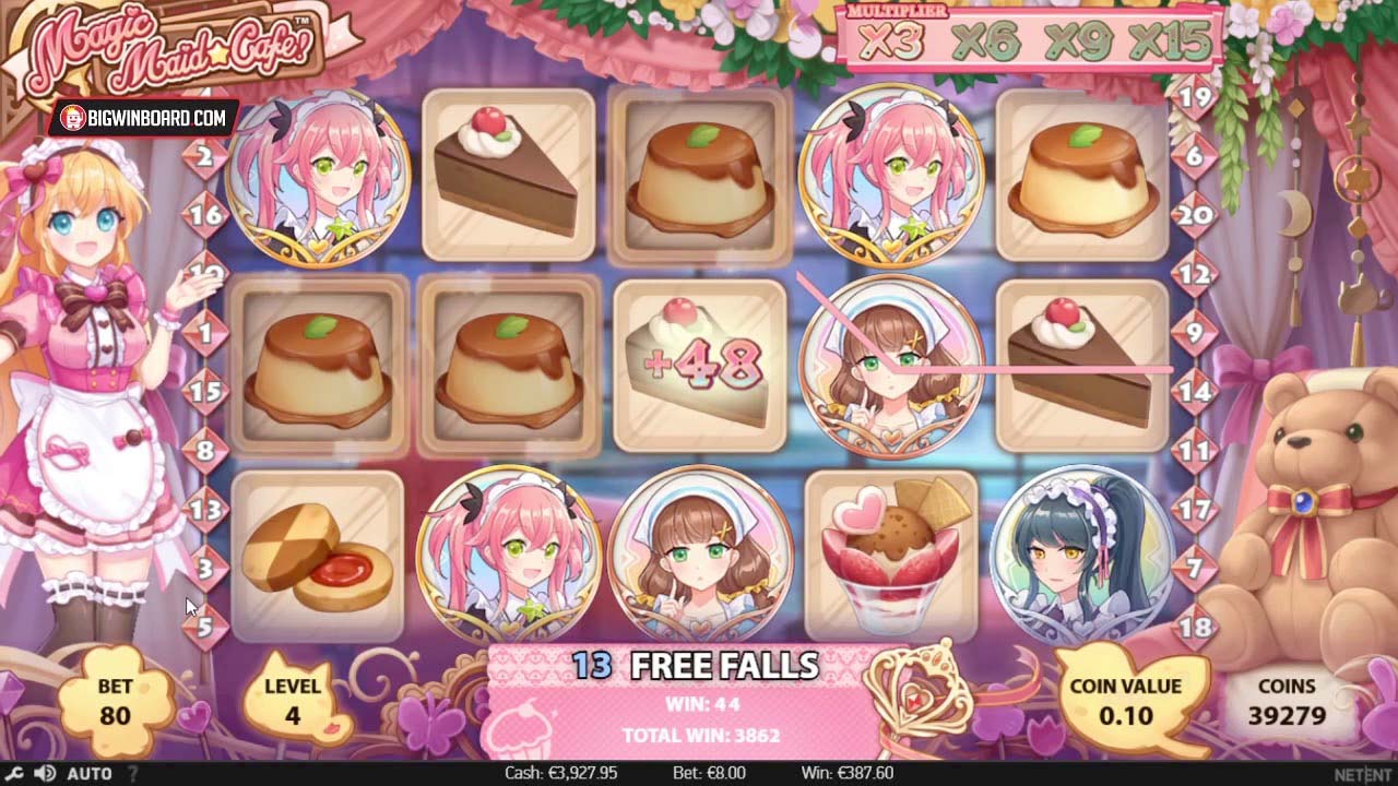 Screenshot of the Magic Maid Cafe slot by NetEnt