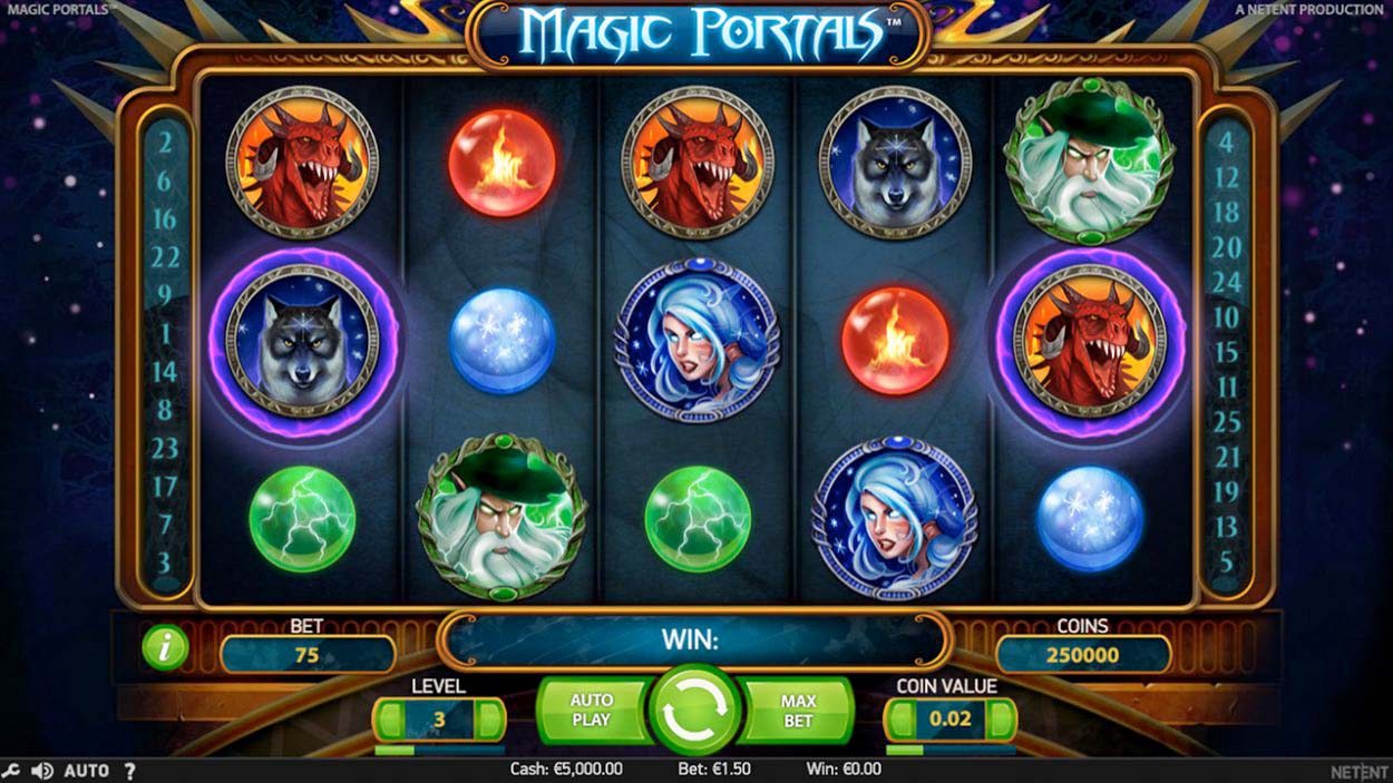 Screenshot of the Magic Portals slot by NetEnt