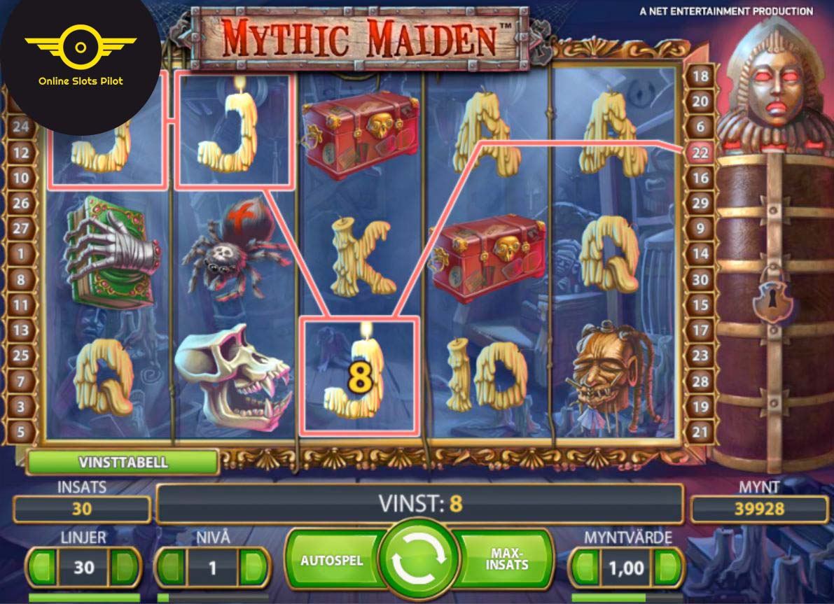 Screenshot of the Mythic Maiden slot by NetEnt