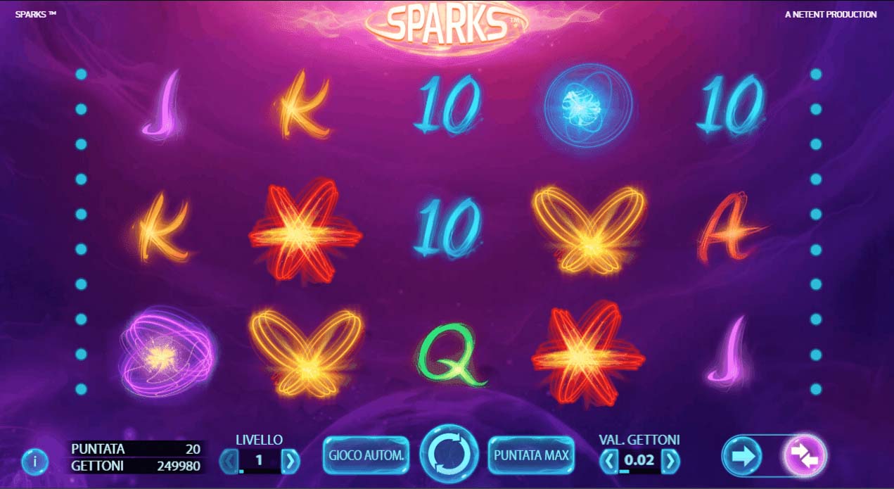 Screenshot of the Sparks slot by NetEnt