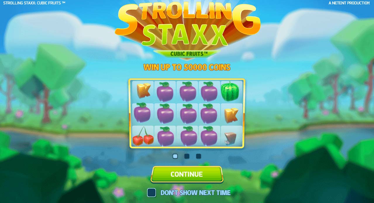 Screenshot of the Strolling Staxx slot by NetEnt