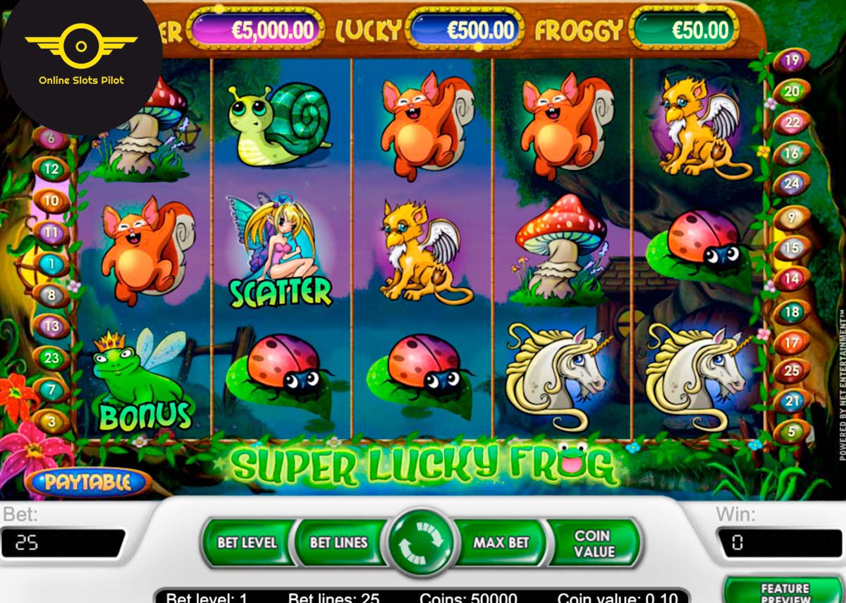 Screenshot of the Super Lucky Frog slot by NetEnt