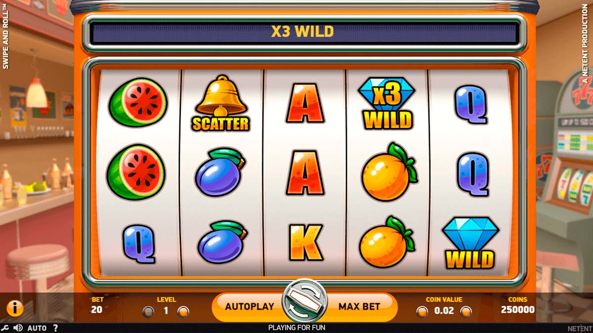 Screenshot of the Swipe and Roll slot by NetEnt