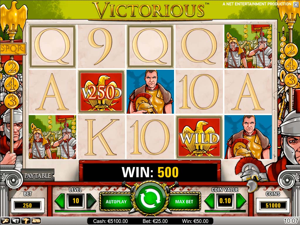Screenshot of the Victorious slot by NetEnt