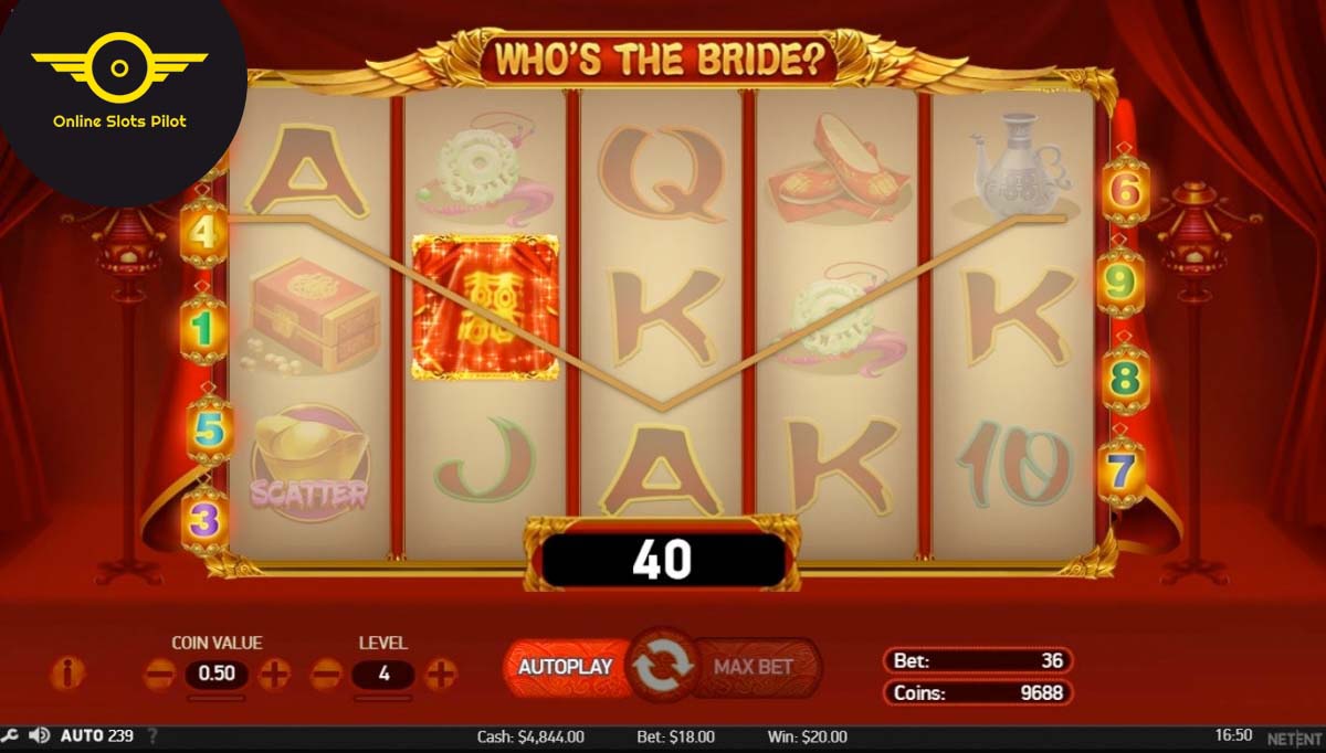 Screenshot of the Whos the Bride slot by NetEnt
