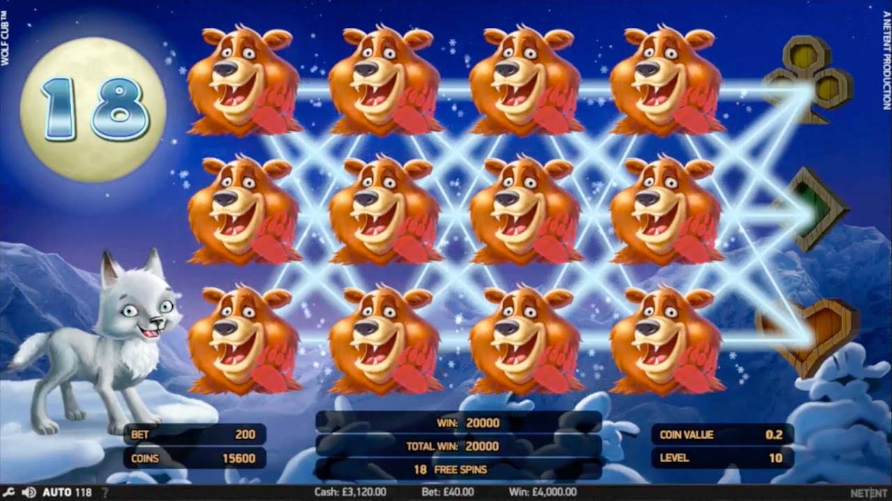 Screenshot of the Wolf Cub slot by NetEnt
