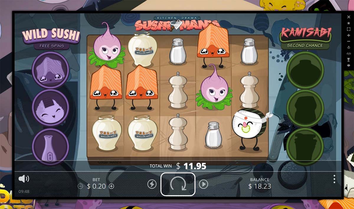 Screenshot of the Kitchen Drama Sushi Mania slot by NoLimit City