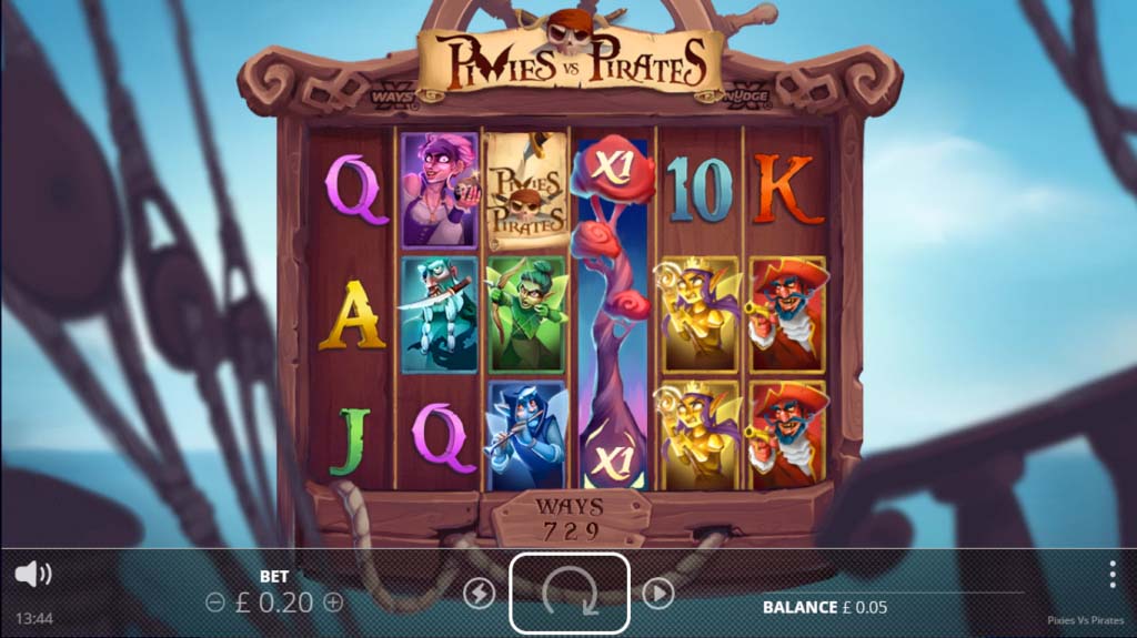 Screenshot of the Pixies vs Pirates slot by NoLimit City