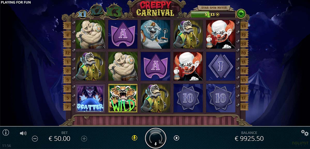 Screenshot of the The Creepy Carnival slot by NoLimit City