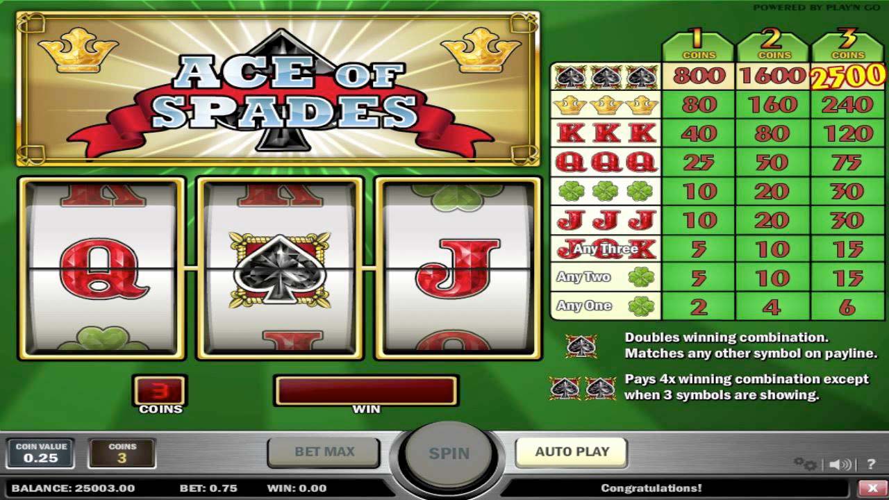 Screenshot of the Ace of Spades slot by Play N Go