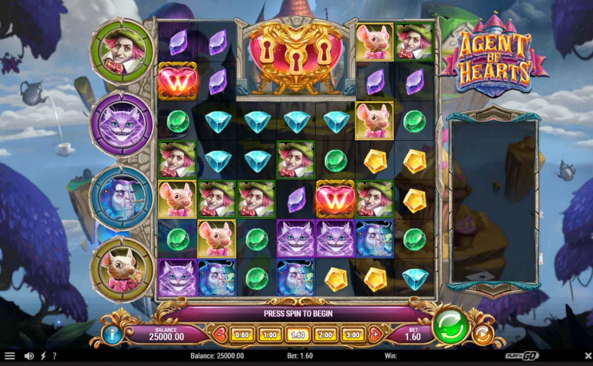 Screenshot of the Agent of Hearts slot by Play N Go