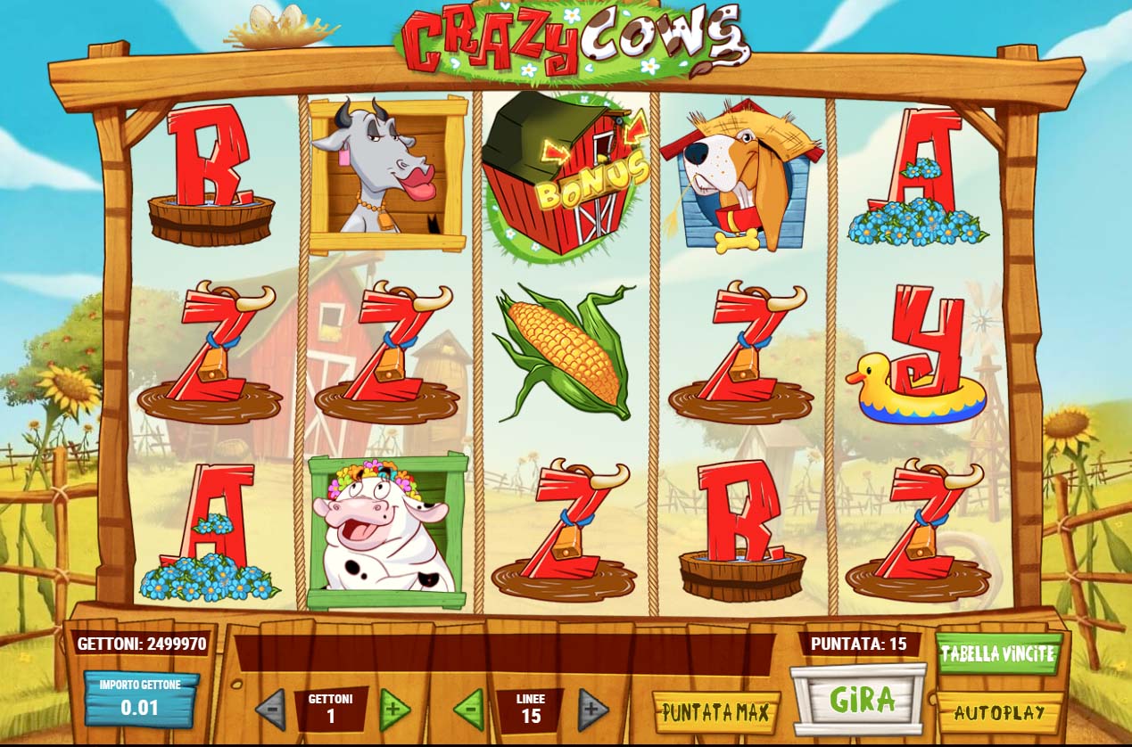 Screenshot of the Crazy Cows slot by Play N Go
