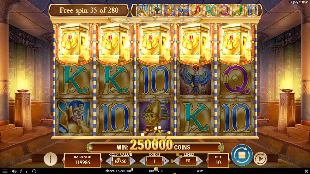 Screenshot of the Legacy of Dead slot by Play N Go