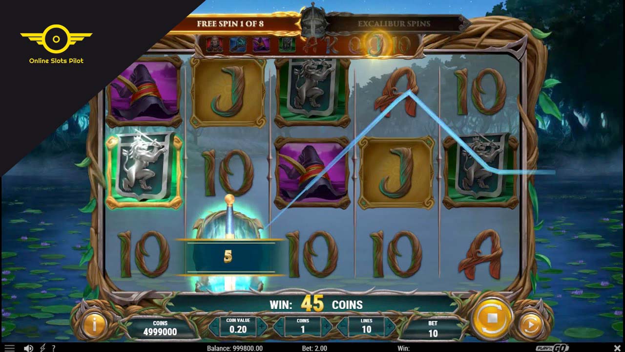 Screenshot of the Lord Merlin and the Lady of the Lake slot by Play N Go