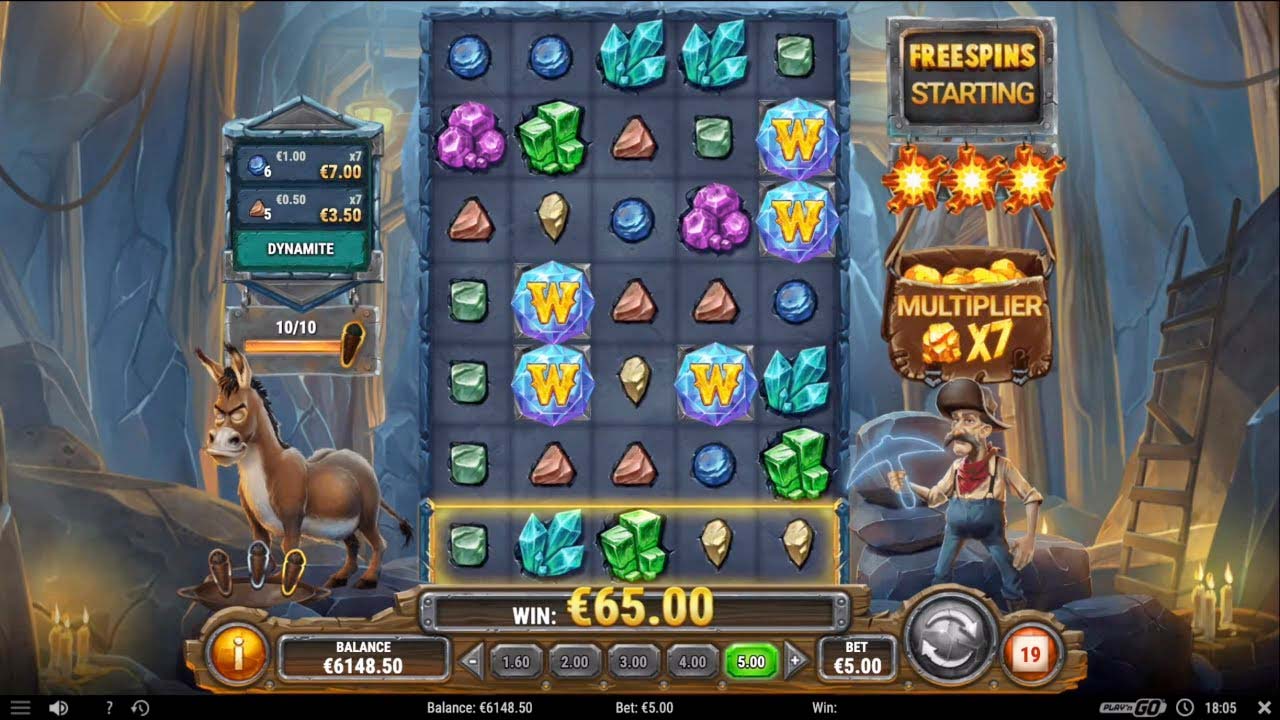Screenshot of the Miner Donkey Trouble slot by Play N Go