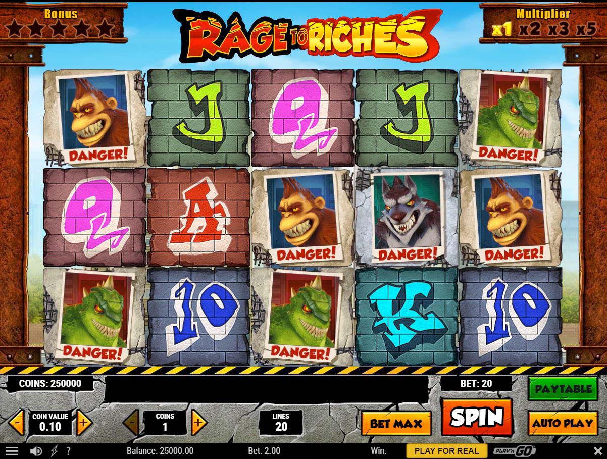Screenshot of the Rage to Riches slot by Play N Go