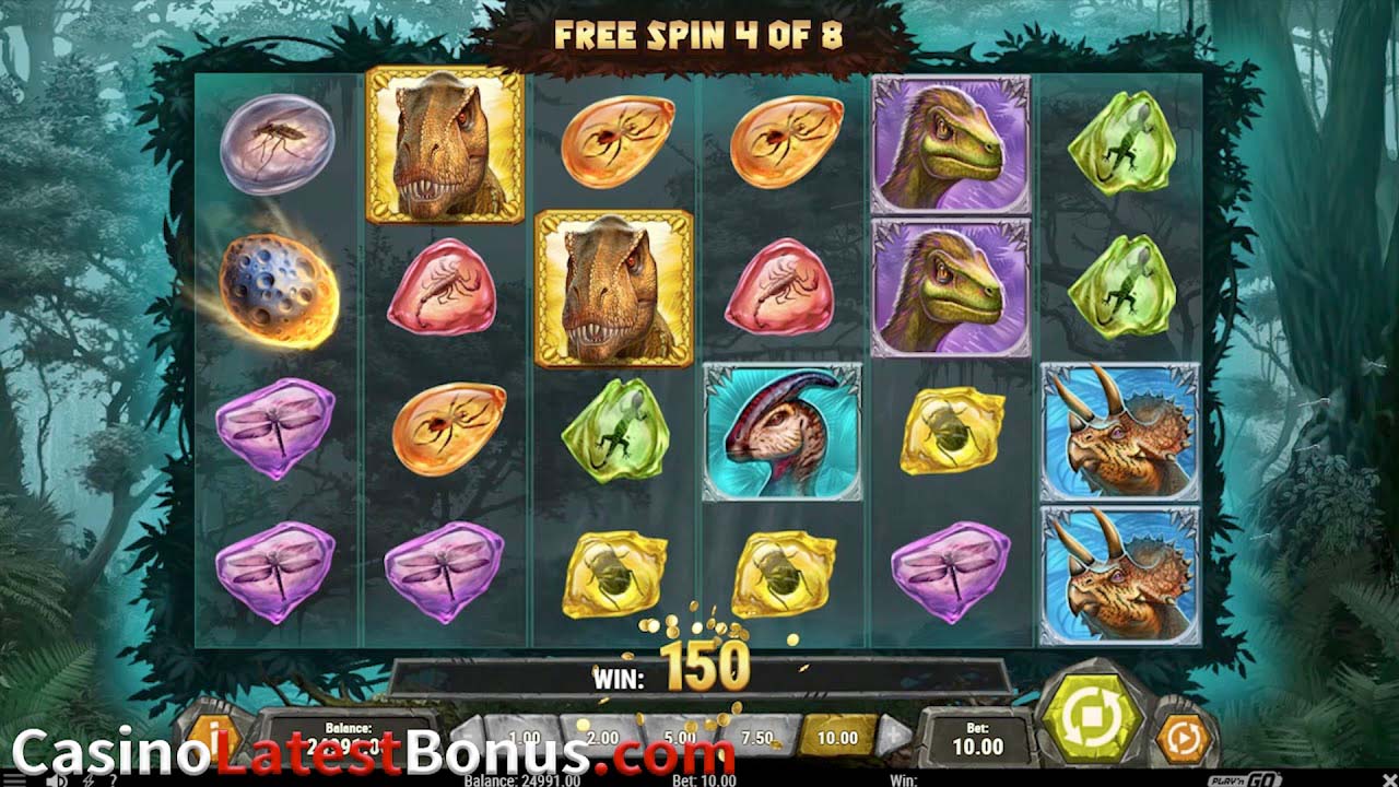 Screenshot of the Raging Rex slot by Play N Go