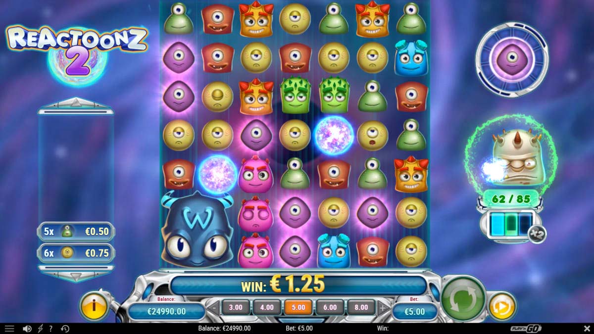 Screenshot of the Reactoonz 2 slot by Play N Go