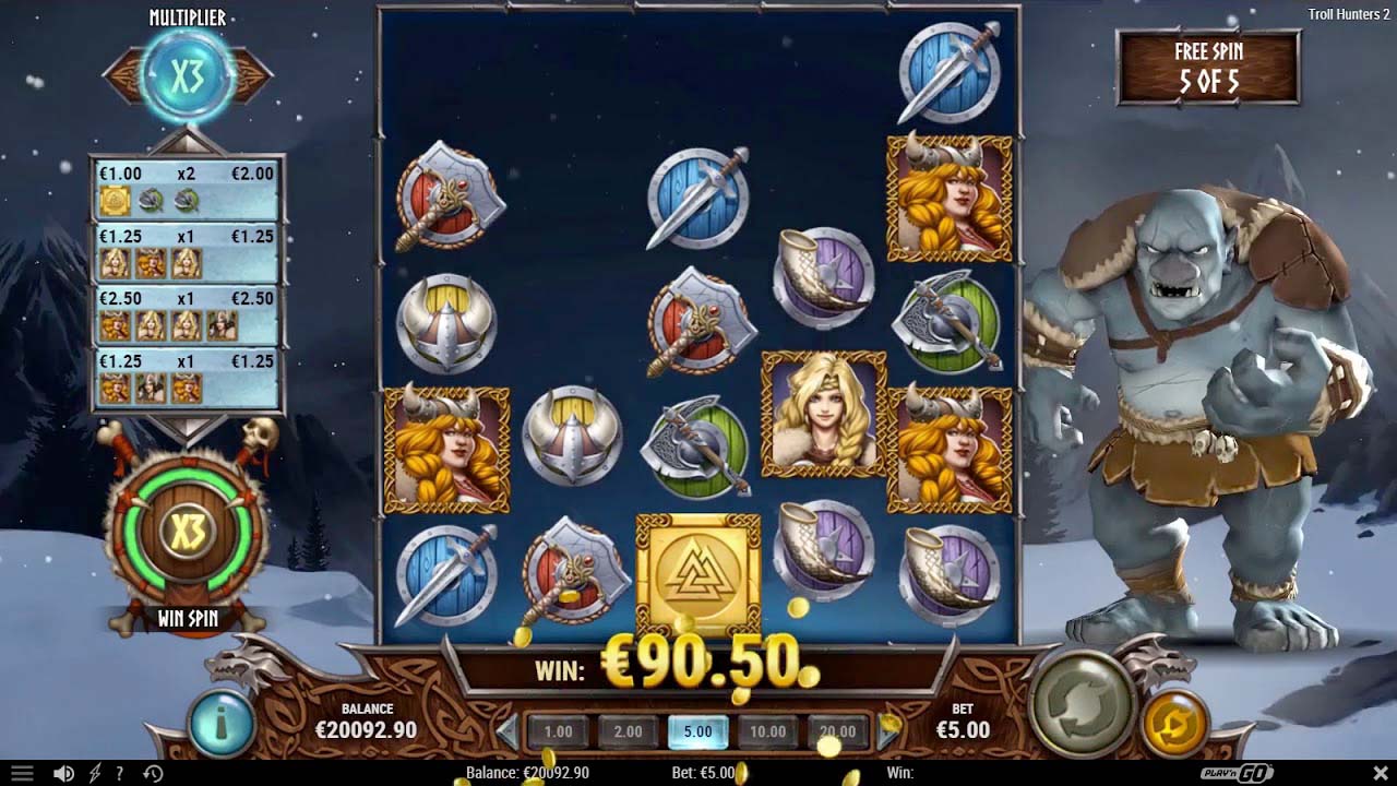 Screenshot of the Troll Hunters 2 slot by Play N Go