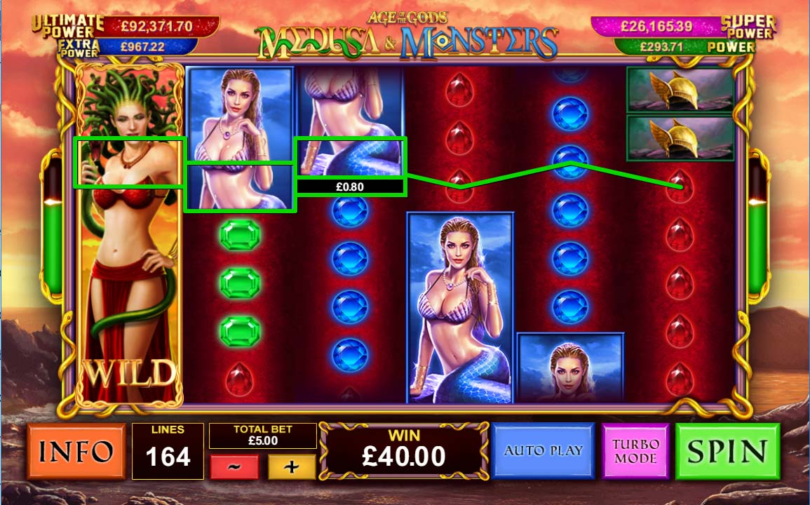Screenshot of the Age of the Gods Medusa and Monsters slot by Playtech