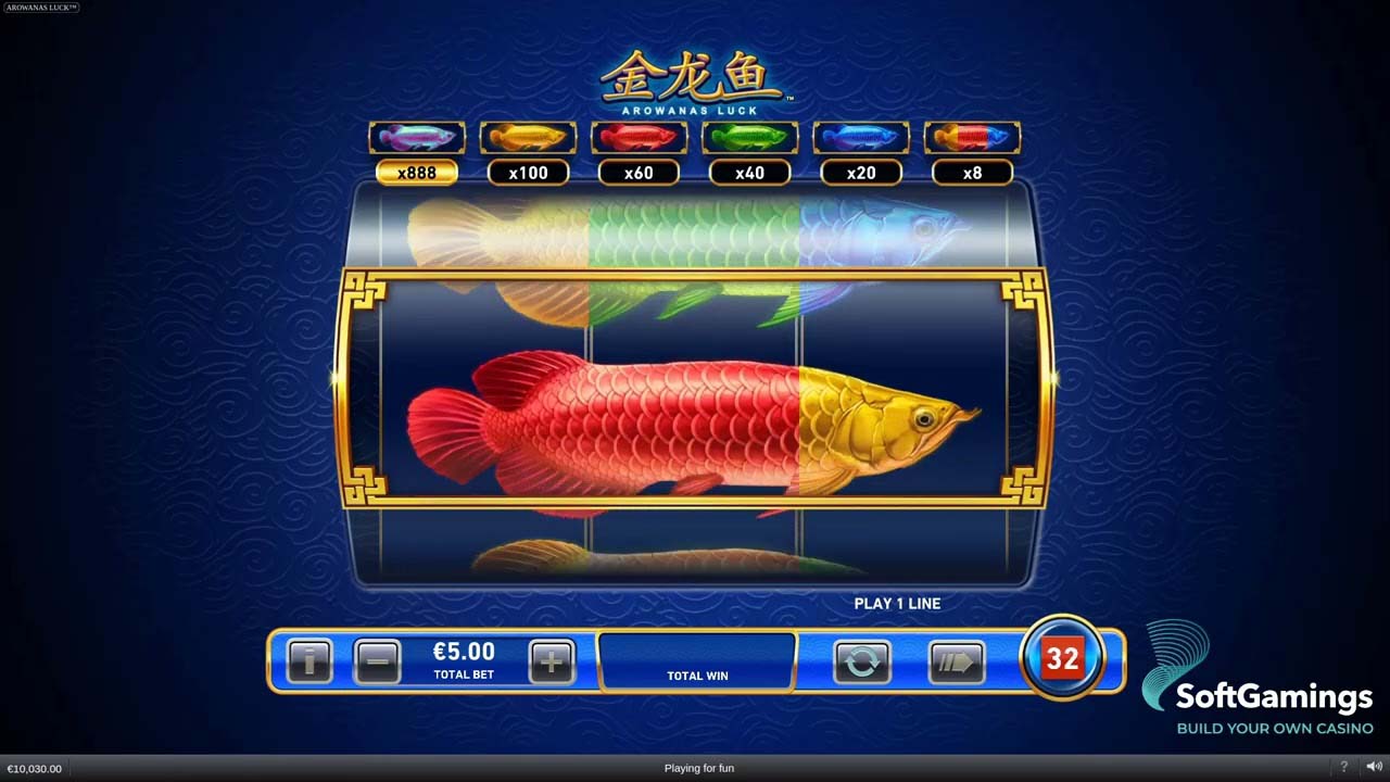 Screenshot of the Arowana's Luck slot by Playtech