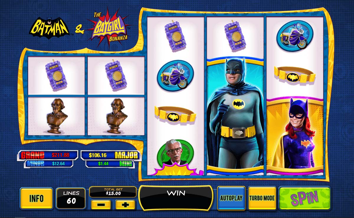 Screenshot of the Batman and the Batgirl Bonanza slot by Playtech