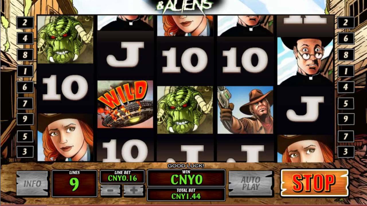 Screenshot of the Cowboys and Aliens slot by Playtech