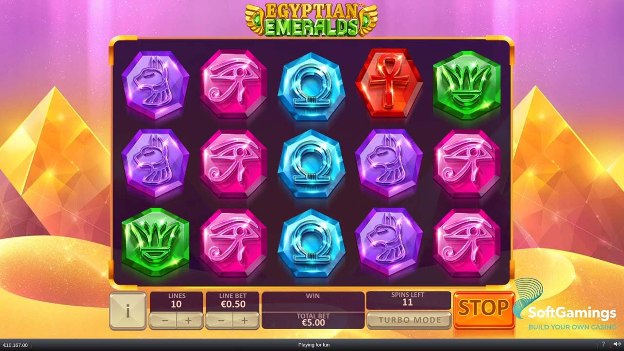 Screenshot of the Egyptian Emeralds slot by Playtech