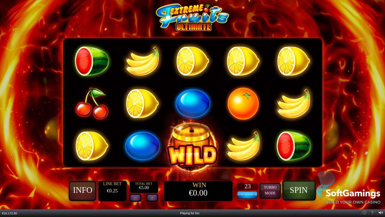 Screenshot of the Extreme Fruits 20 slot by Playtech