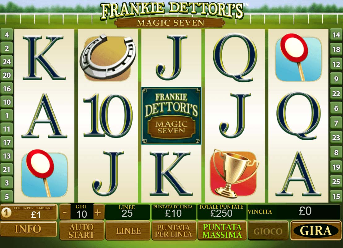 Screenshot of the Frankie Dettoris Magic Seven slot by Playtech