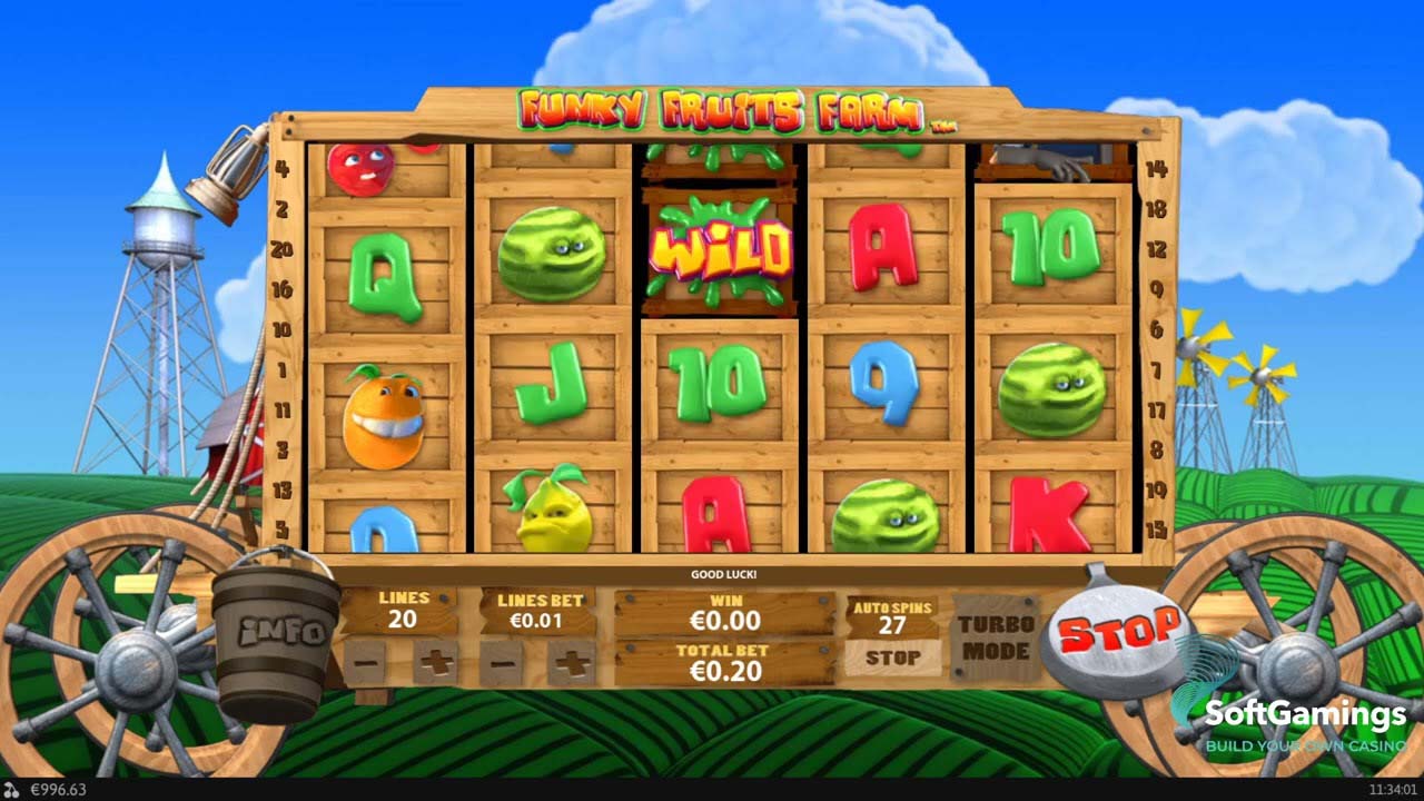 Screenshot of the Funky Fruits Farm slot by Playtech