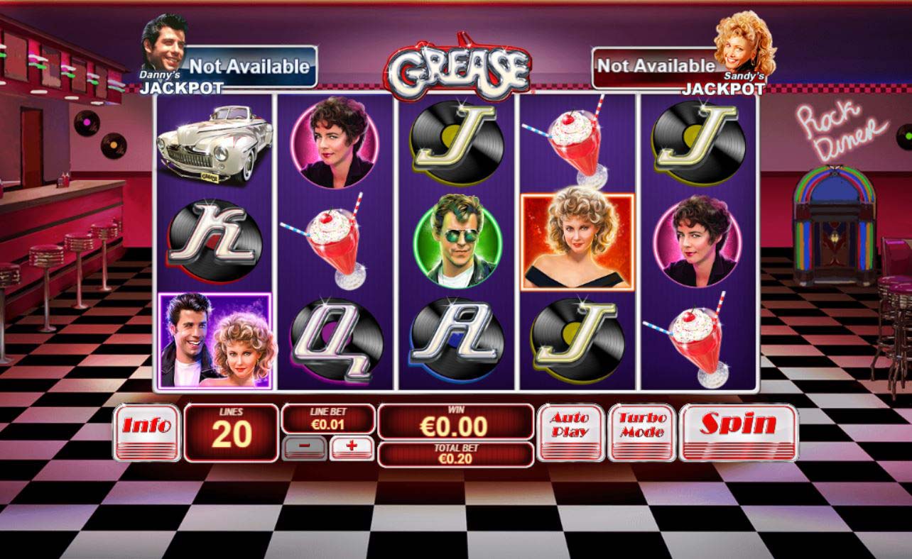 Screenshot of the Grease slot by Playtech