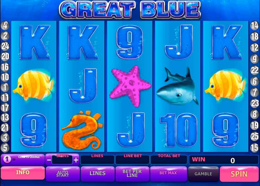 Screenshot of the Great Blue slot by Playtech