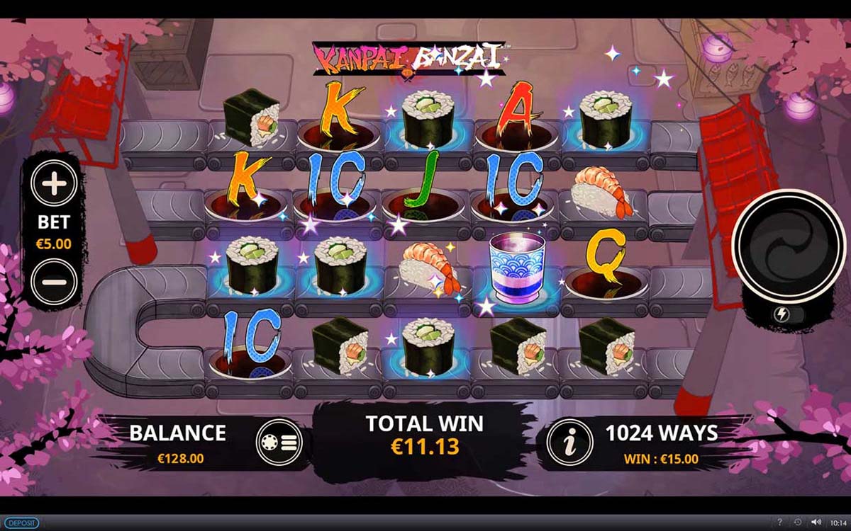 Screenshot of the Kanpai Banzai slot by Playtech
