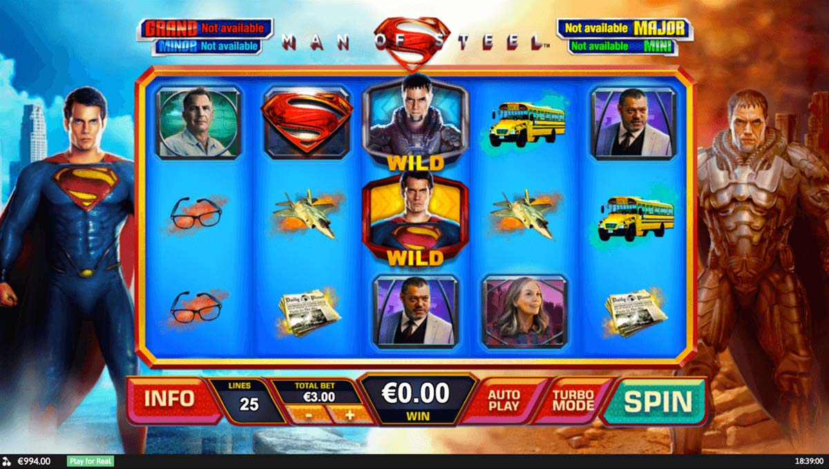 Screenshot of the Man of Steel slot by Playtech