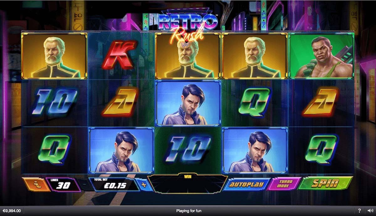 Screenshot of the Retro Rush slot by Playtech