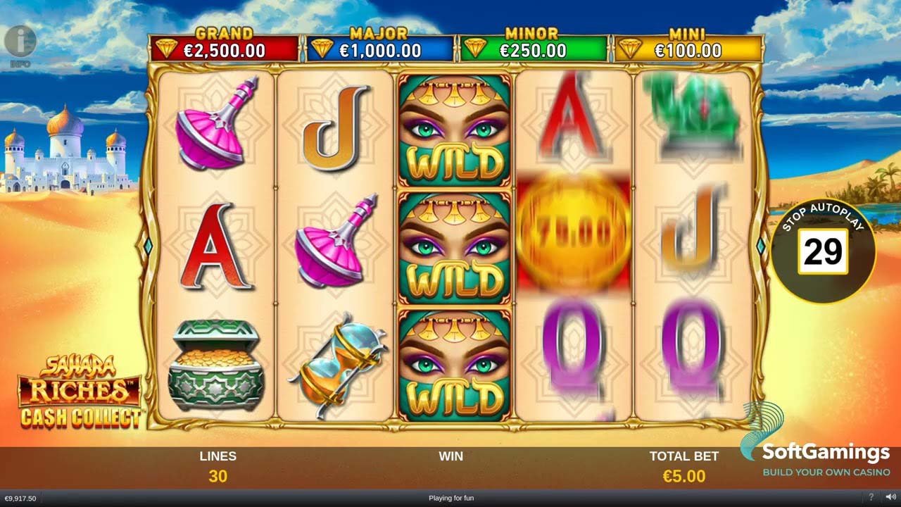Screenshot of the Saharah Riches Cash Collect slot by Playtech
