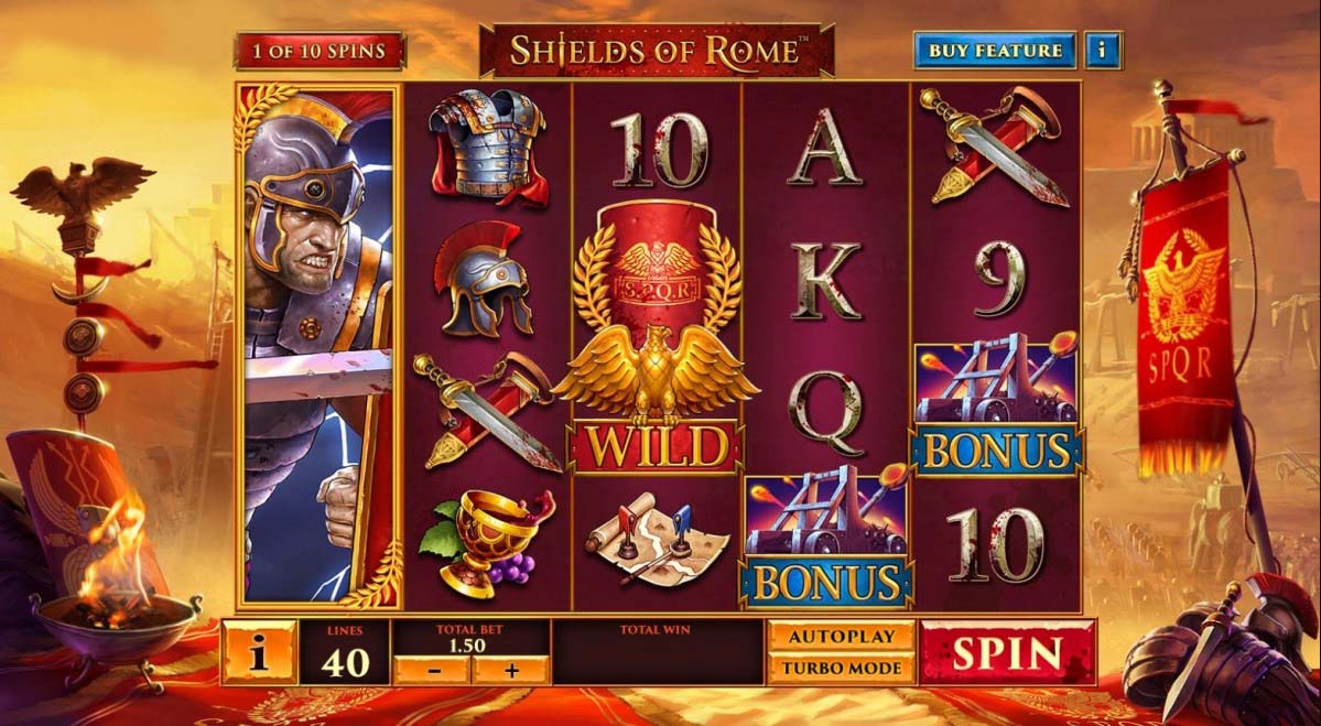 Screenshot of the Shields of Rome slot by Playtech