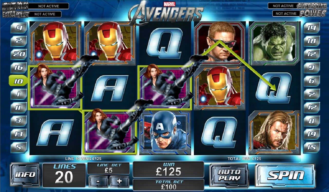Screenshot of the The Avengers slot by Playtech