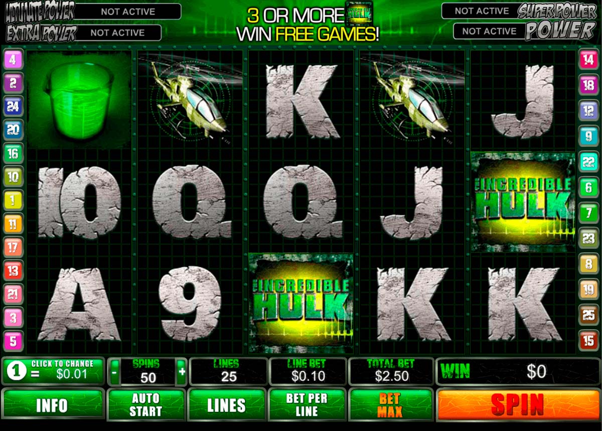 Screenshot of the The Incredible Hulk slot by Playtech