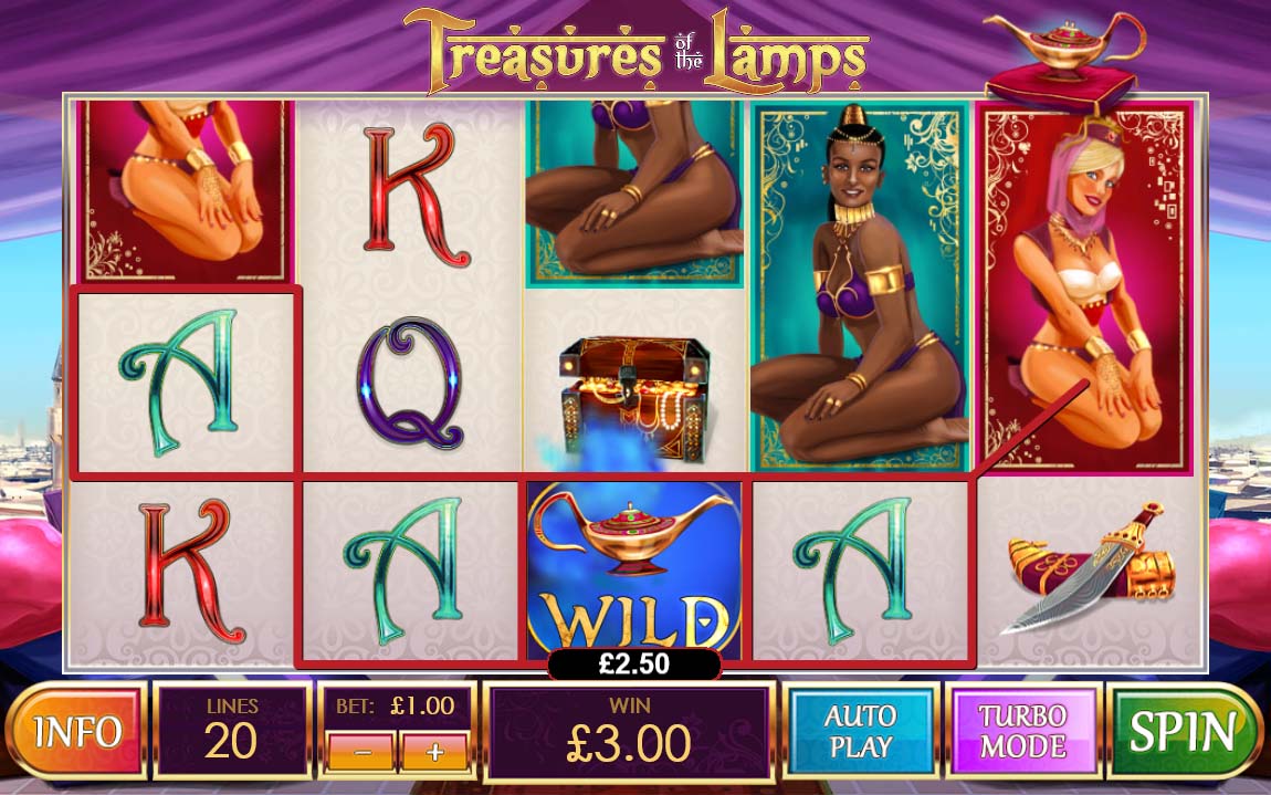 Screenshot of the Treasure of the Lamps slot by Playtech