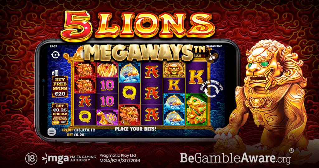 Screenshot of the 5 Lions Megaways slot by Pragmatic Play