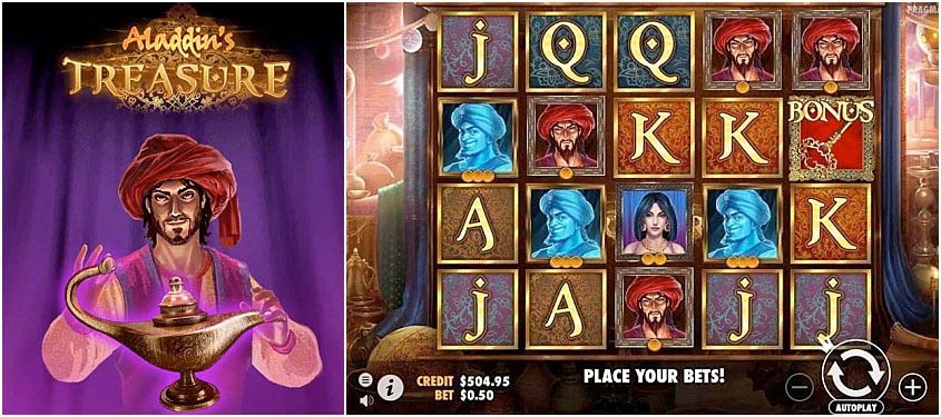 Screenshot of the Aladdins Treasure slot by Pragmatic Play