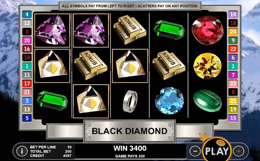 Screenshot of the Black Diamond 3 Lines slot by Pragmatic Play