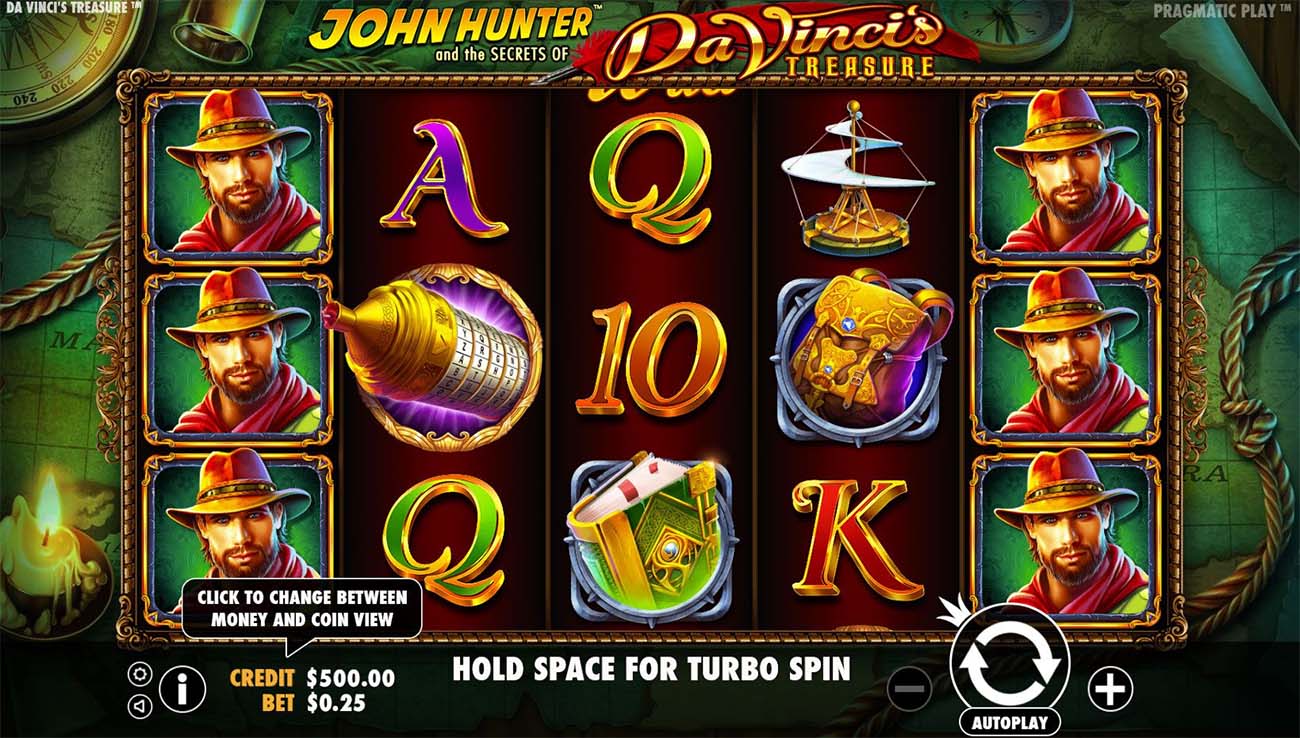 Screenshot of the Da Vincis Treasure slot by Pragmatic Play