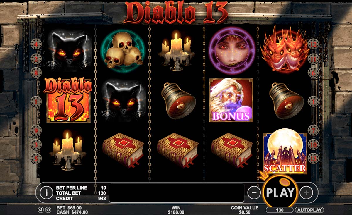 Screenshot of the Diablo 13 slot by Pragmatic Play