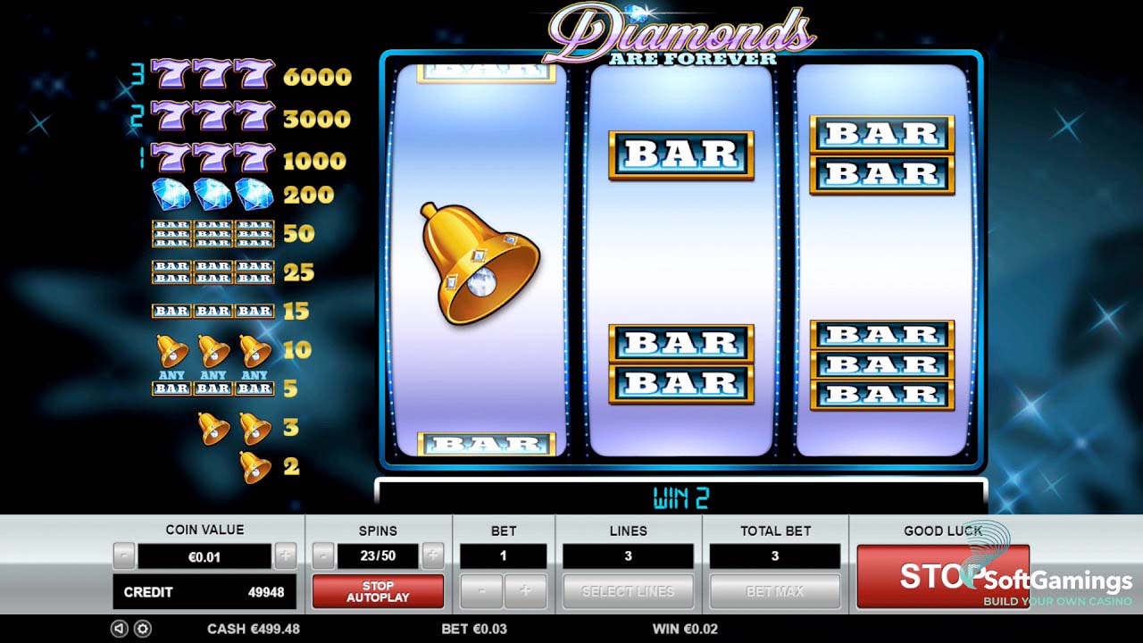 Screenshot of the Diamonds Are Forever slot by Pragmatic Play