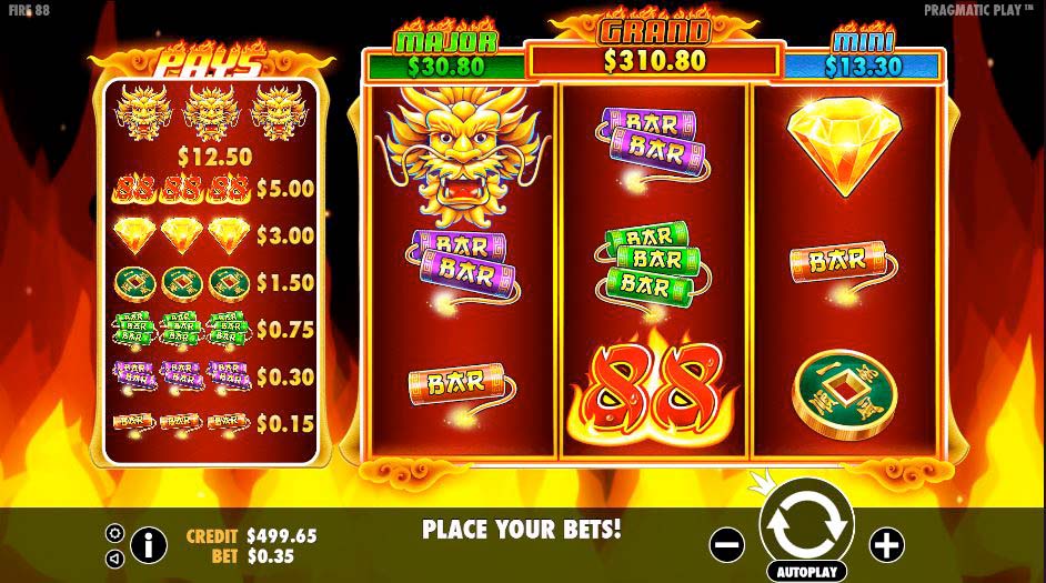 Screenshot of the Fire 88 slot by Pragmatic Play